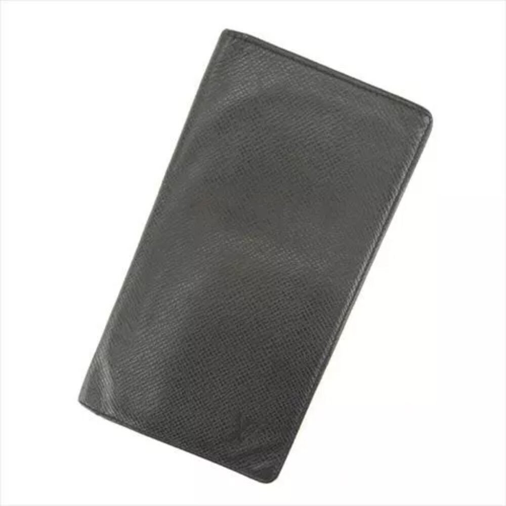 Louis Vuitton Wallet Purse Taiga Black Taiga Leather Mens Authentic Used - Picture 1 of 7